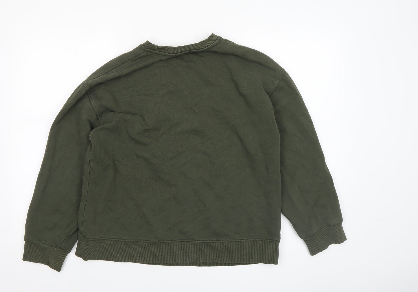 Zara Women Green Graphic Art Sweatshirt Size S Crew Neck Pullover