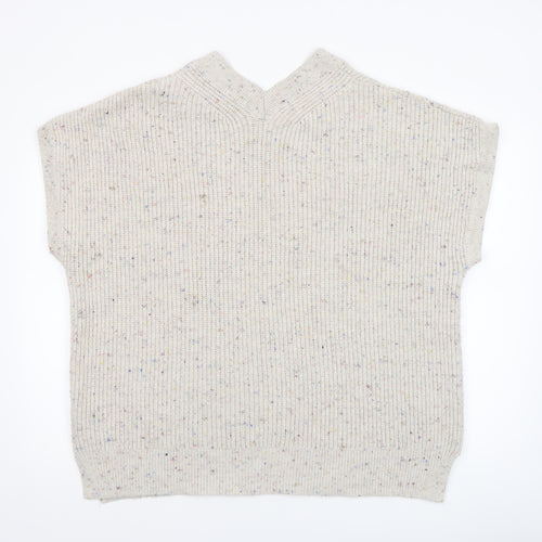 Next Women Beige V-Neck Knit Sleeveless Vest Jumper L