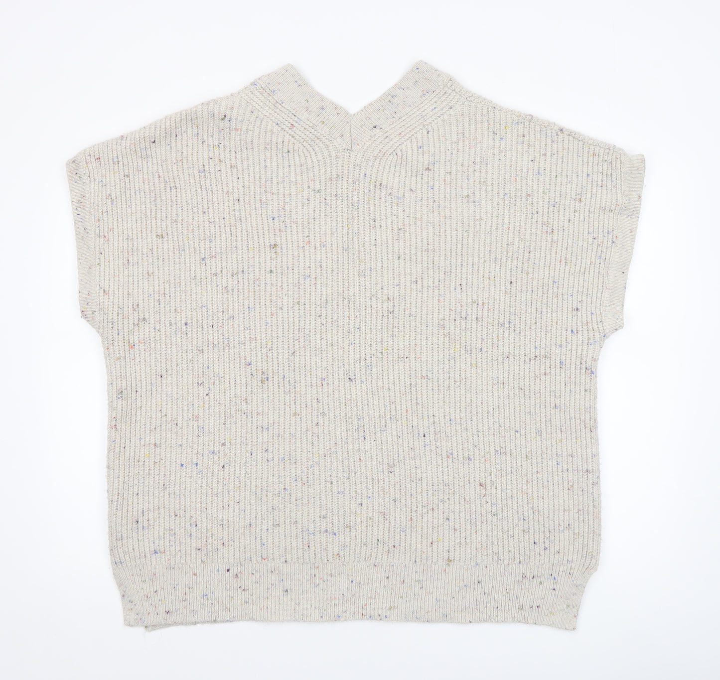 Next Women Beige V-Neck Knit Sleeveless Vest Jumper L