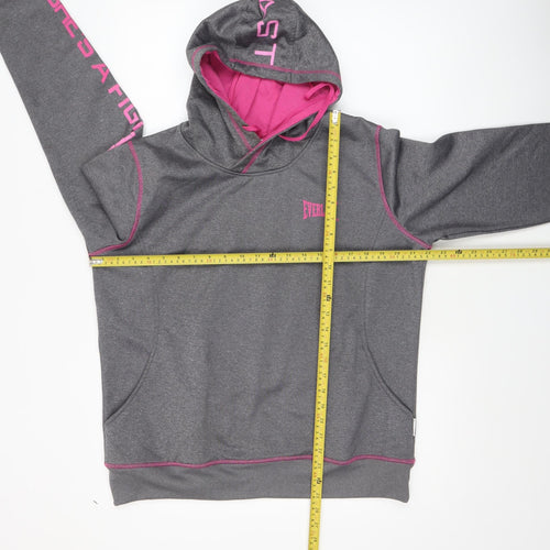 Everlast Womens Grey Pink Hooded Pullover Sweatshirt Size 16