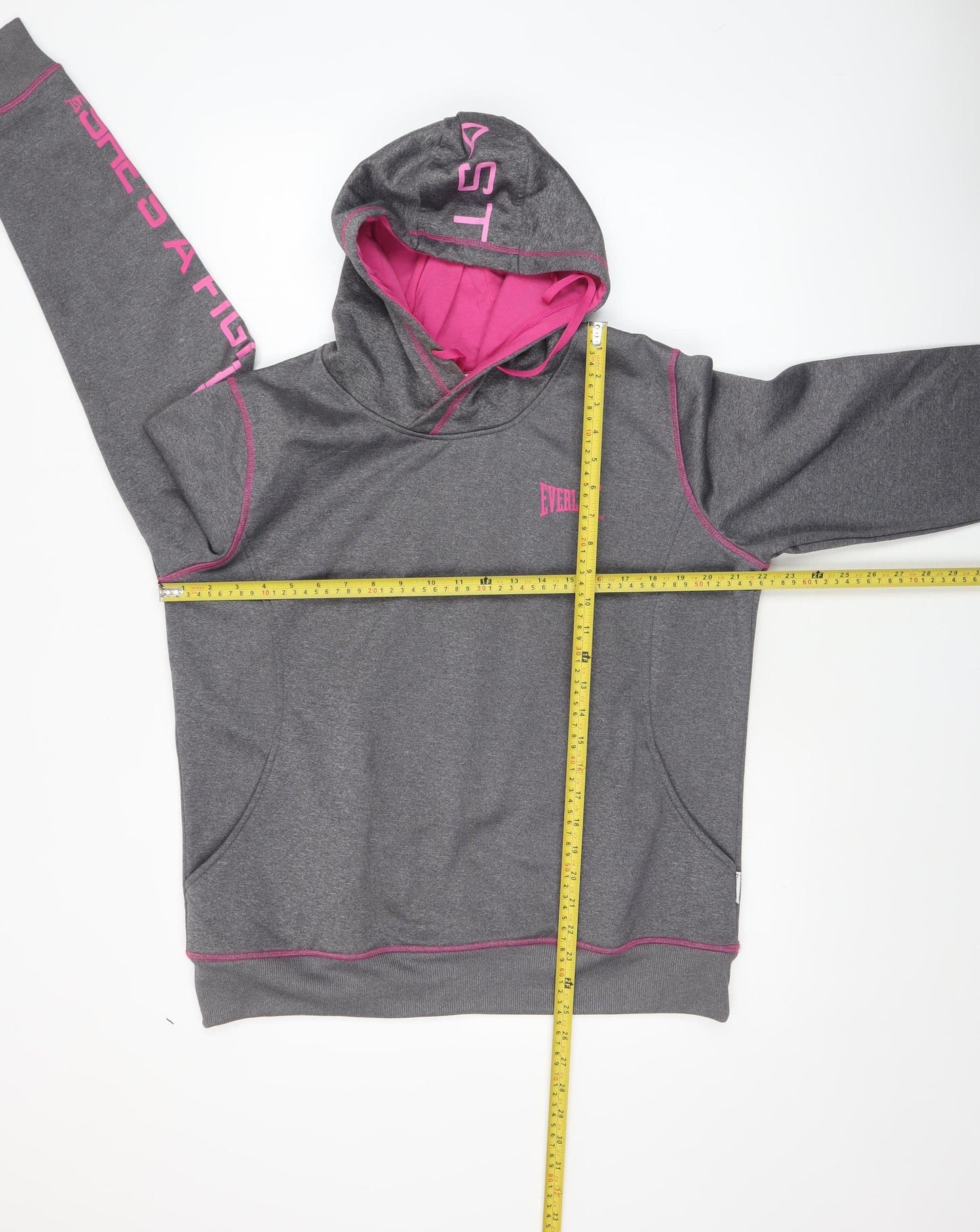 Everlast Womens Grey Pink Hooded Pullover Sweatshirt Size 16