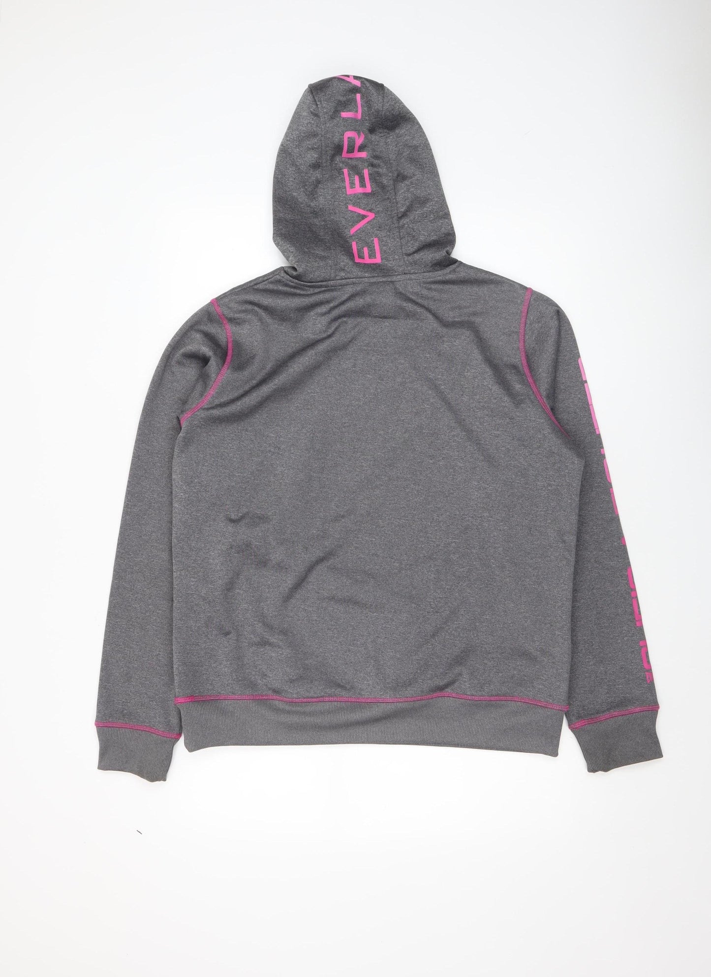 Everlast Womens Grey Pink Hooded Pullover Sweatshirt Size 16