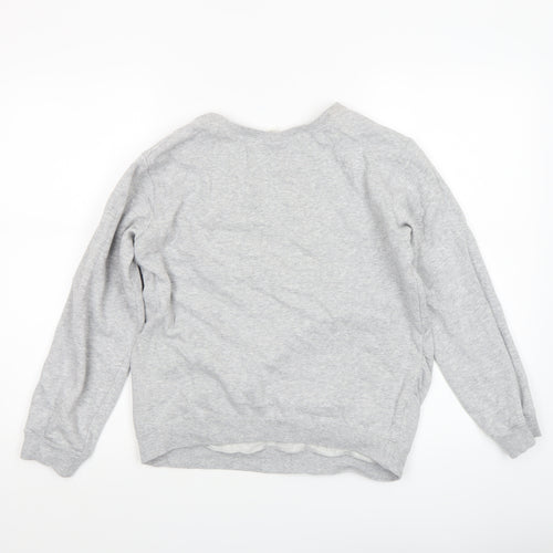 H&M MAMA Women's Grey Embellished Pullover Sweatshirt Size 8 Cotton Blend