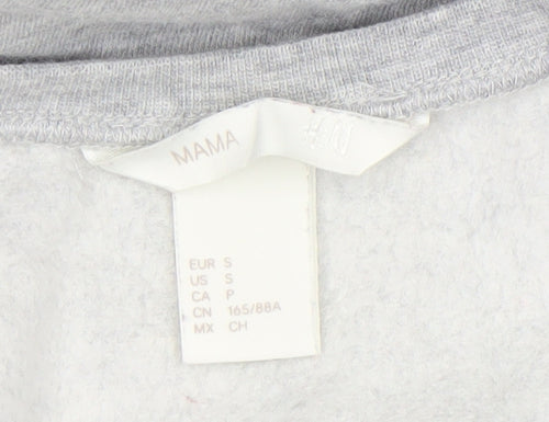 H&M MAMA Women's Grey Embellished Pullover Sweatshirt Size 8 Cotton Blend