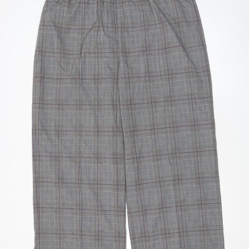 Marks and Spencer Women Grey Check Straight Trousers Size 20