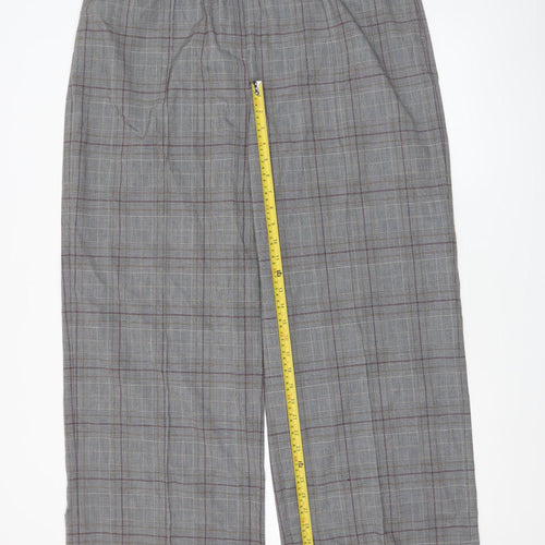 Marks and Spencer Women Grey Check Straight Trousers Size 20