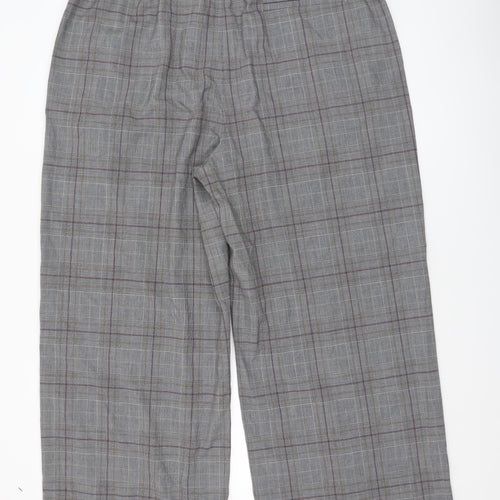 Marks and Spencer Women Grey Check Straight Trousers Size 20