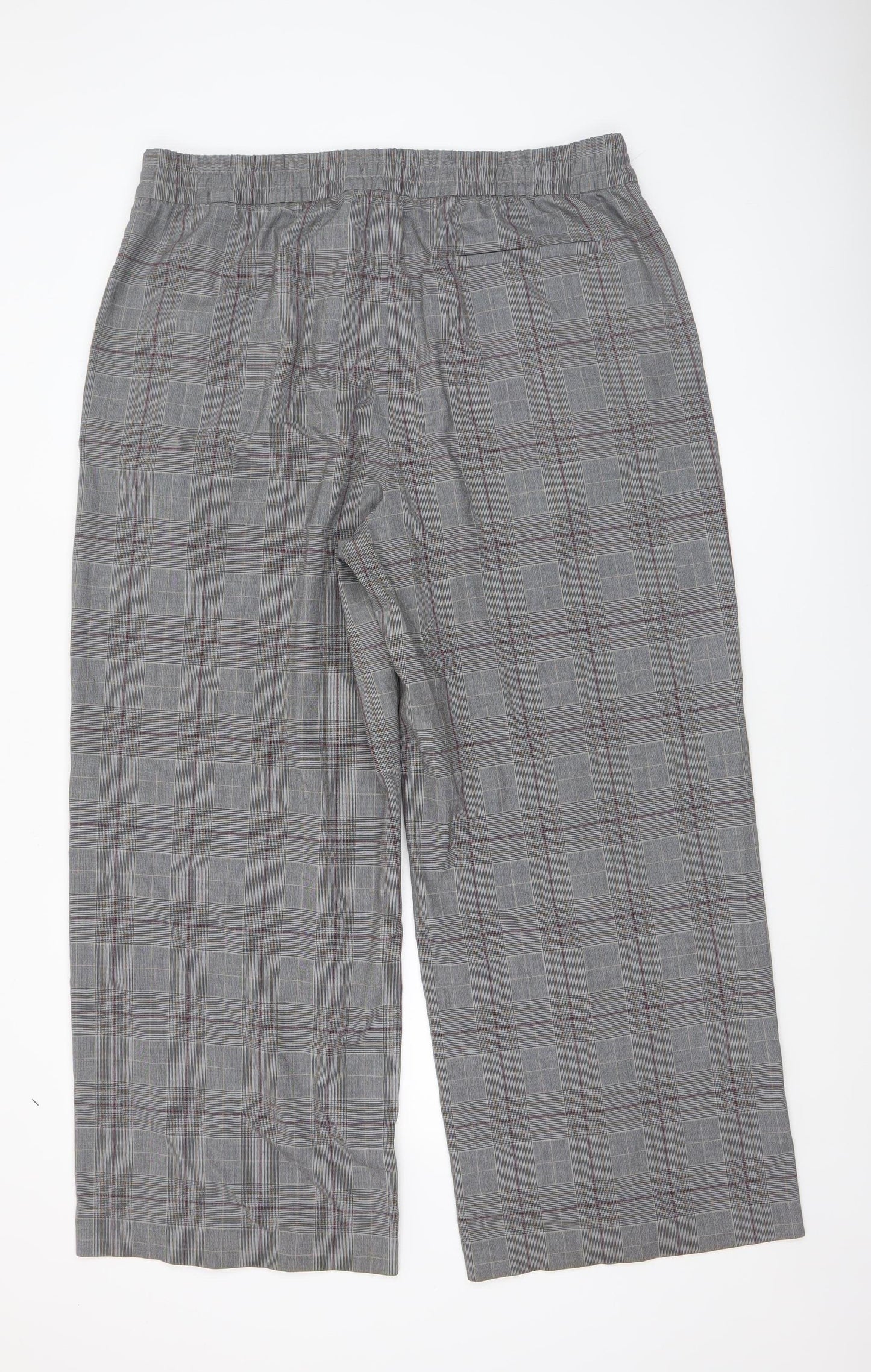 Marks and Spencer Women Grey Check Straight Trousers Size 20