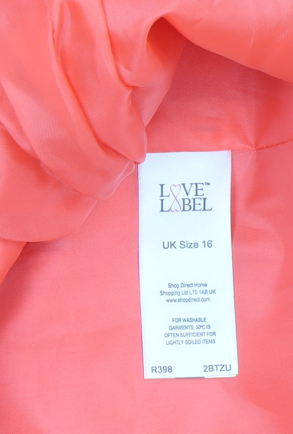 Love Label Women's Orange Blazer Jacket Size 16 Single Breasted