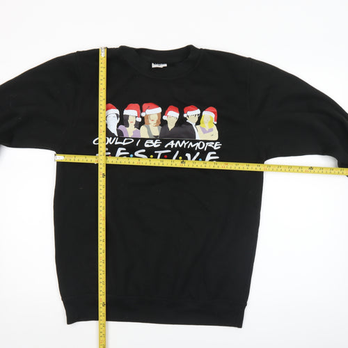 Uneek Mens Black Christmas Graphic Pullover Sweatshirt Size M