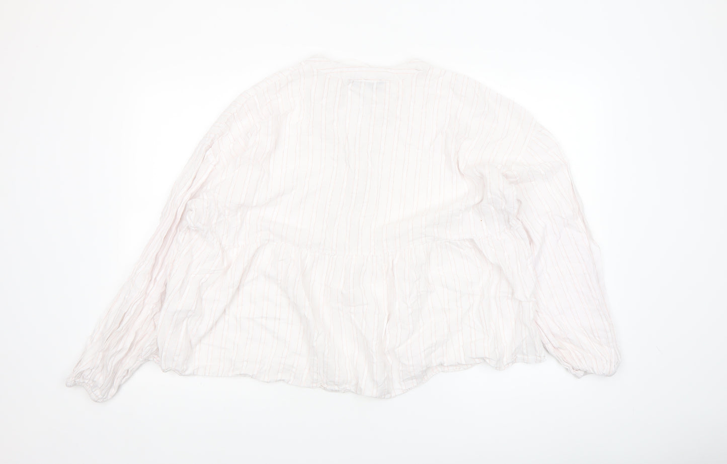 Dunnes Women’s Ivory Striped Cotton Long Sleeve Peasant Blouse XL