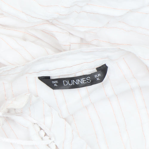 Dunnes Women’s Ivory Striped Cotton Long Sleeve Peasant Blouse XL