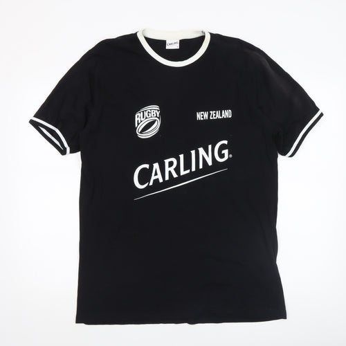 Carling Mens Black Rugby Sports Graphic Cotton T-Shirt Size L