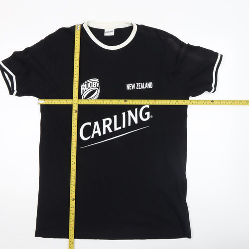 Carling Mens Black Rugby Sports Graphic Cotton T-Shirt Size L