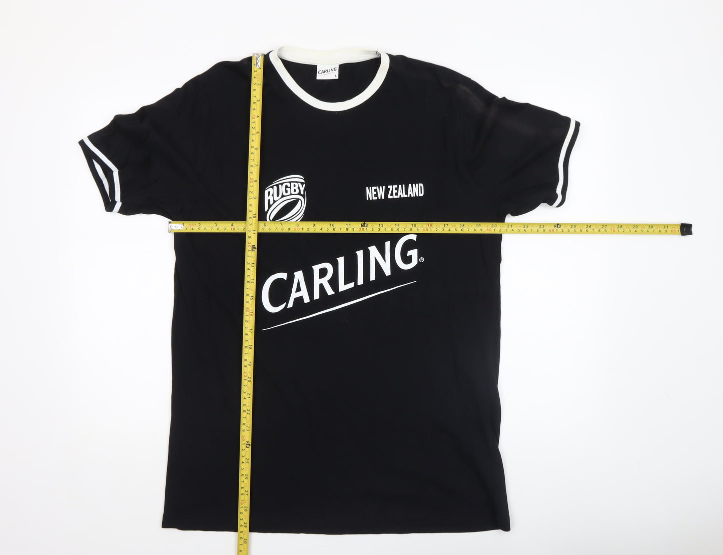 Carling Mens Black Rugby Sports Graphic Cotton T-Shirt Size L