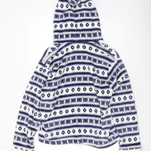 Camille Teens Blue White Fleece Hooded Pullover Sweatshirt Size 14/16