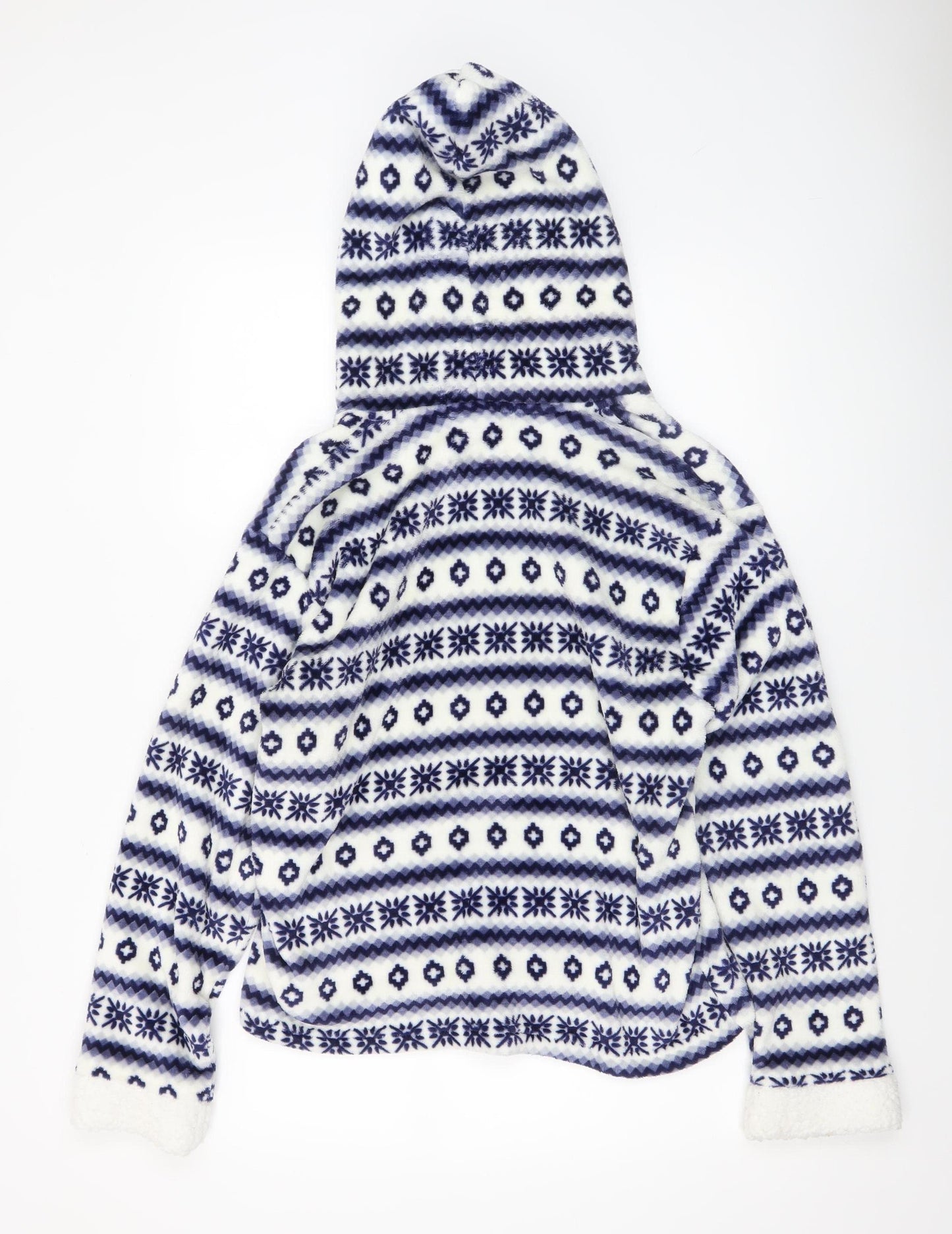 Camille Teens Blue White Fleece Hooded Pullover Sweatshirt Size 14/16