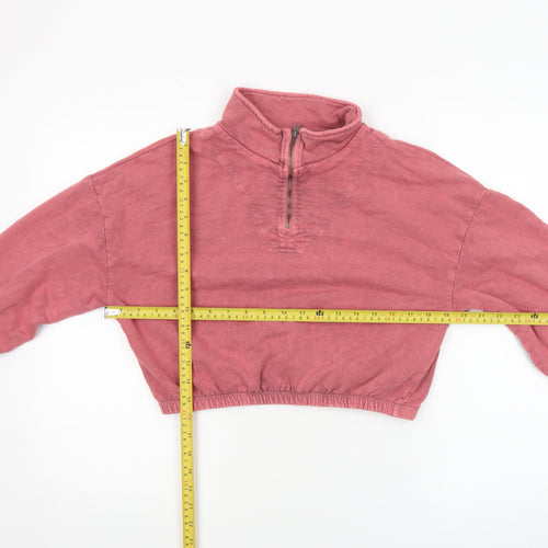 Topshop Petite Women’s Pink 1/2 Zip Cropped Sweatshirt Size M