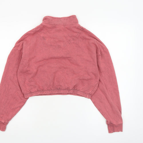 Topshop Petite Women’s Pink 1/2 Zip Cropped Sweatshirt Size M