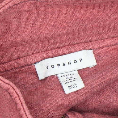 Topshop Petite Women’s Pink 1/2 Zip Cropped Sweatshirt Size M