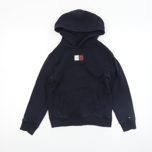 Tommy Hilfiger Boys Navy Hoodie 122cm 100% Cotton Pullover Logo Design
