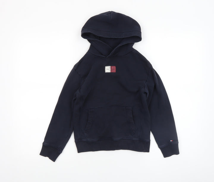 Tommy Hilfiger Boys Navy Hoodie 122cm 100% Cotton Pullover Logo Design