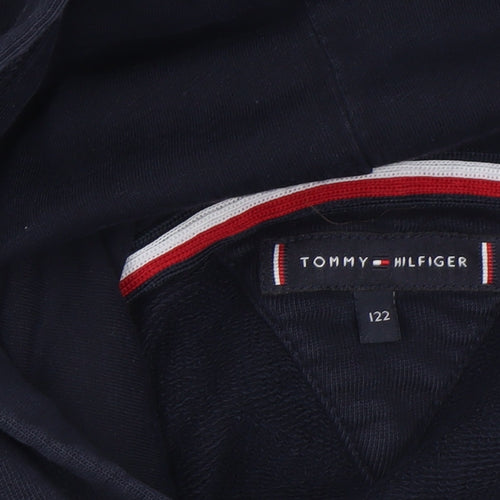 Tommy Hilfiger Boys Navy Hoodie 122cm 100% Cotton Pullover Logo Design
