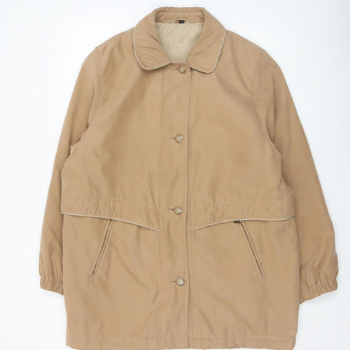 Klass Collection Womens Beige Button Up Lined Mid-Length Coat Size 16