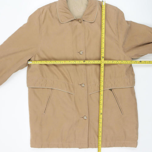 Klass Collection Womens Beige Button Up Lined Mid-Length Coat Size 16