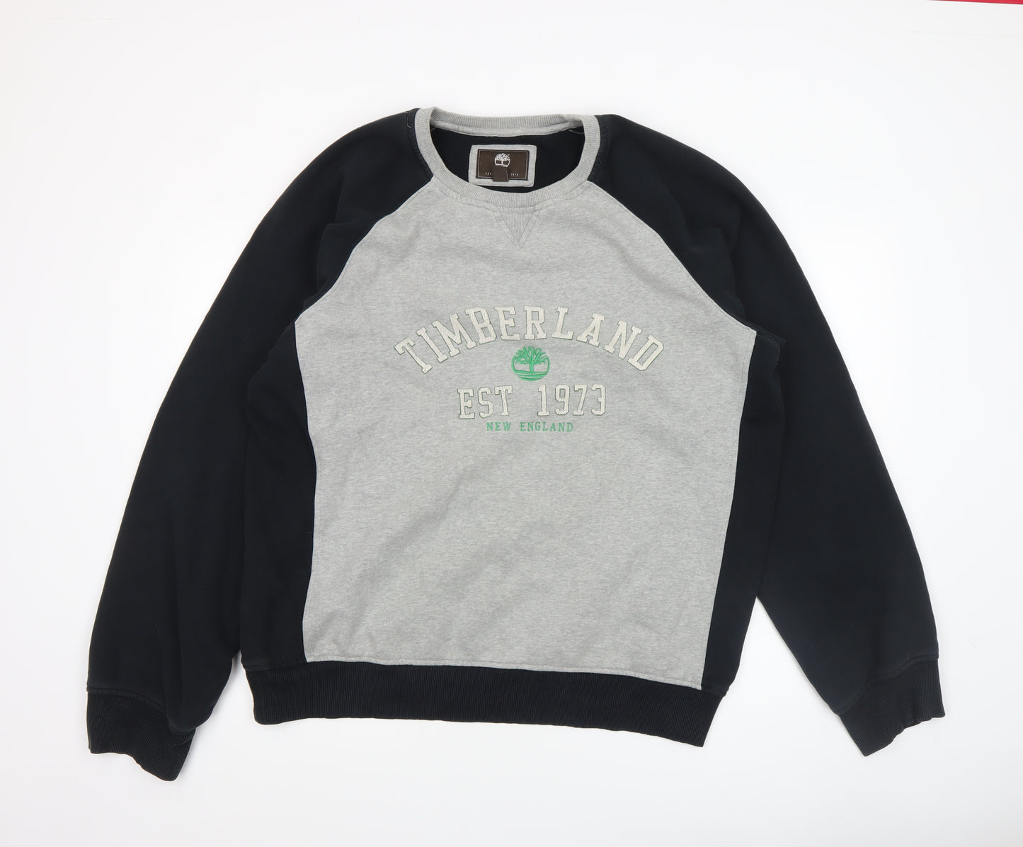 Timberland Men's Grey 2XL Regular Fit Logo Crew Neck Sweatshirt