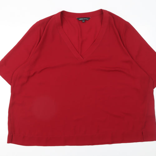 Capsule Women’s Red V-Neck Short Sleeve Blouse UK 28 Polyester
