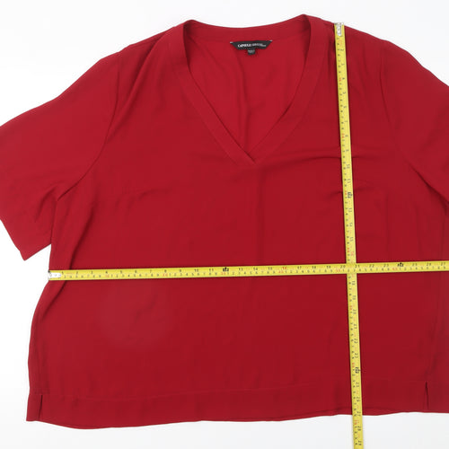 Capsule Women’s Red V-Neck Short Sleeve Blouse UK 28 Polyester