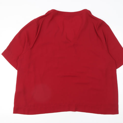 Capsule Women’s Red V-Neck Short Sleeve Blouse UK 28 Polyester