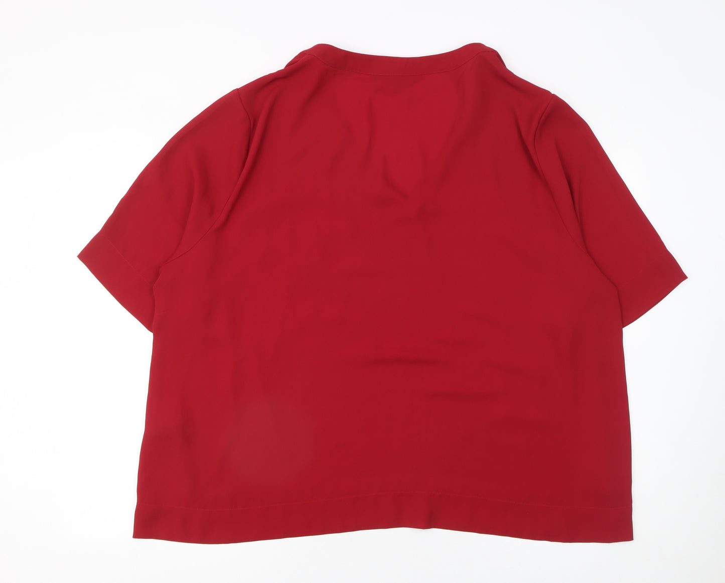 Capsule Women’s Red V-Neck Short Sleeve Blouse UK 28 Polyester