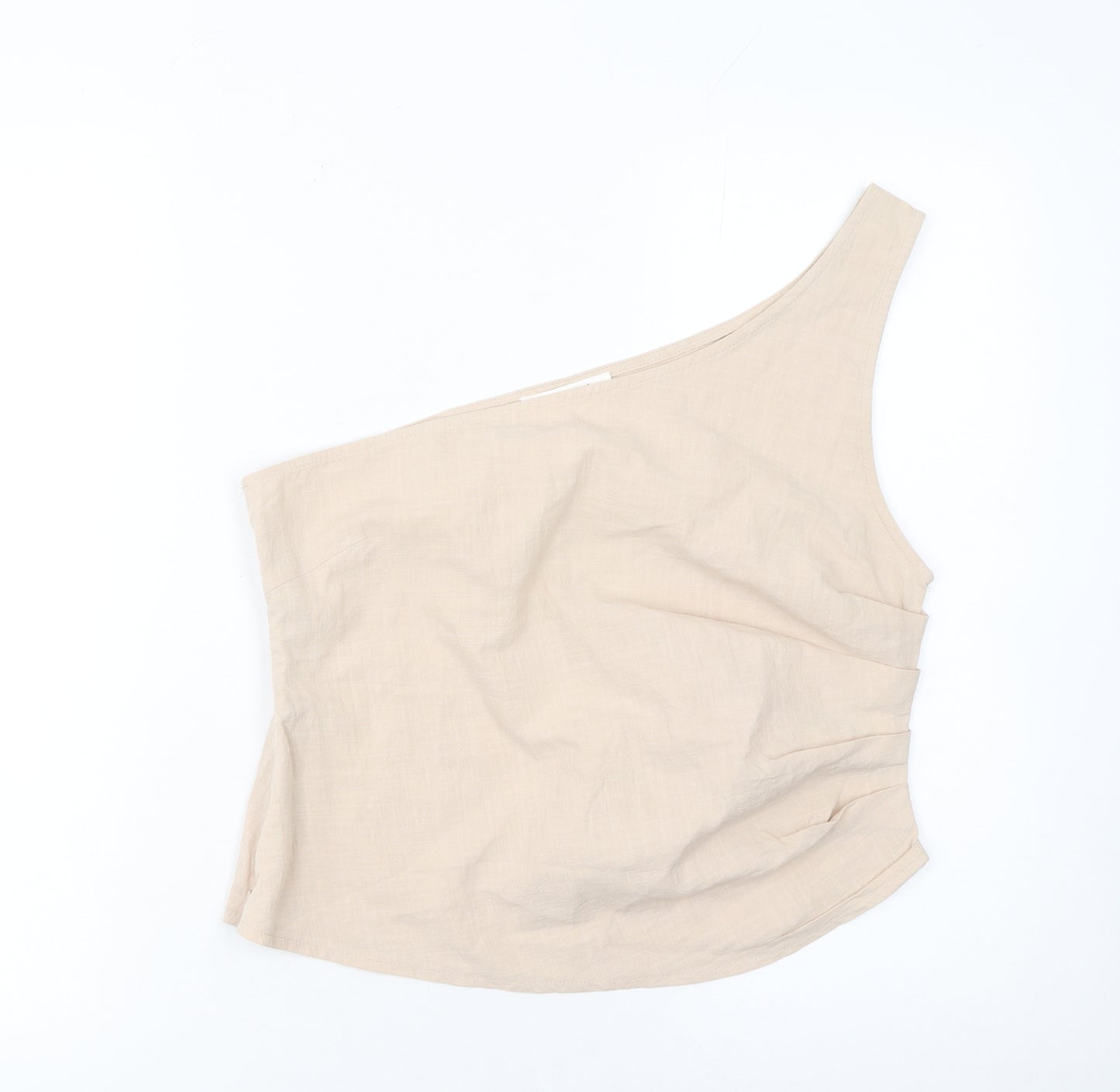 4th & Reckless Women Beige One Shoulder Linen Blend Top UK12