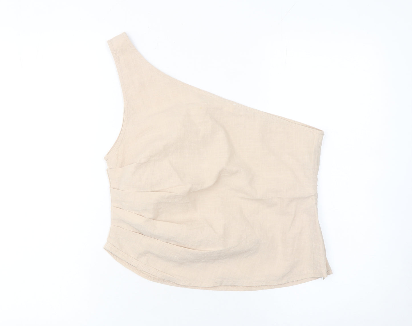 4th & Reckless Women Beige One Shoulder Linen Blend Top UK12