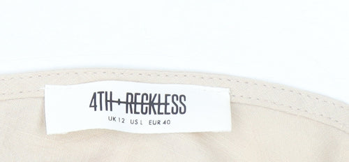 4th & Reckless Women Beige One Shoulder Linen Blend Top UK12