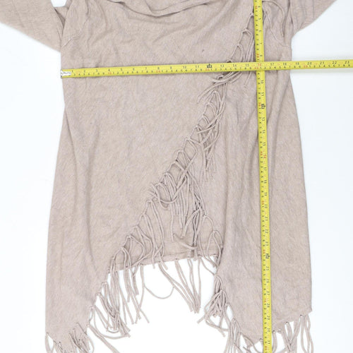 Blue Vanilla Women’s Beige Wrap Fringe Cowl Neck Jumper M