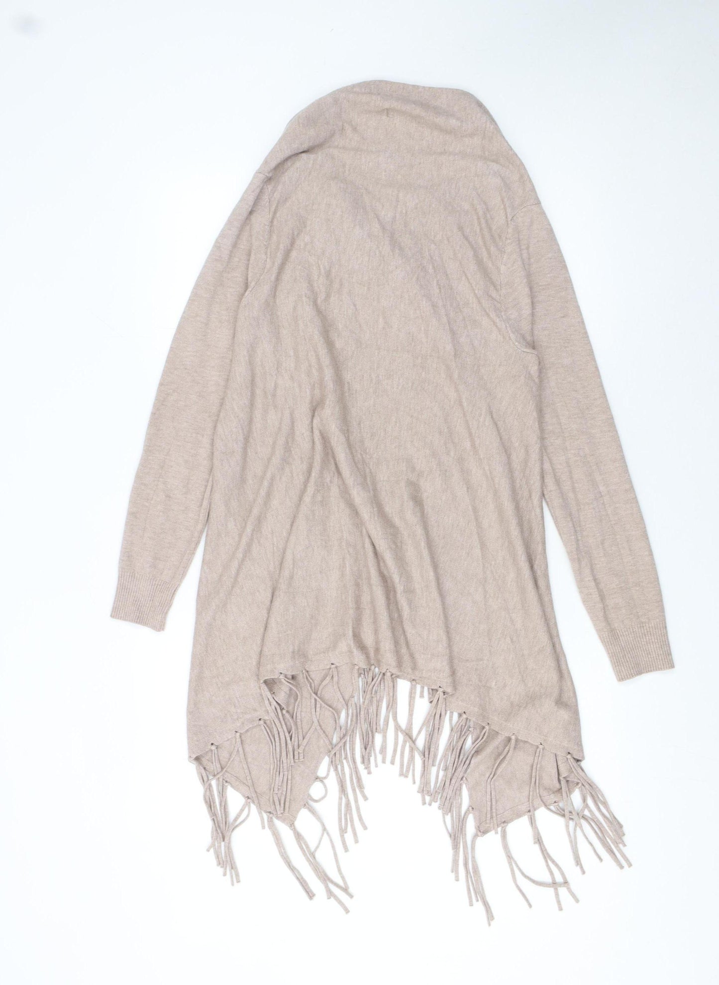 Blue Vanilla Women’s Beige Wrap Fringe Cowl Neck Jumper M