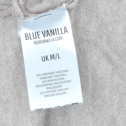 Blue Vanilla Women’s Beige Wrap Fringe Cowl Neck Jumper M