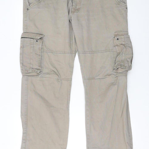 Gasoline Originals Men's Beige Cargo Trousers Size L 33R Cotton Workwear