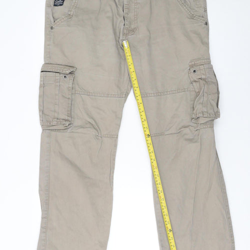 Gasoline Originals Men's Beige Cargo Trousers Size L 33R Cotton Workwear
