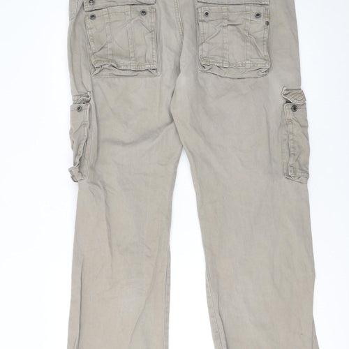 Gasoline Originals Men's Beige Cargo Trousers Size L 33R Cotton Workwear