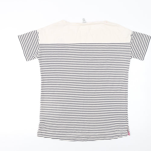 Joules Women’s Ivory Striped Embroidered T-Shirt Size 10
