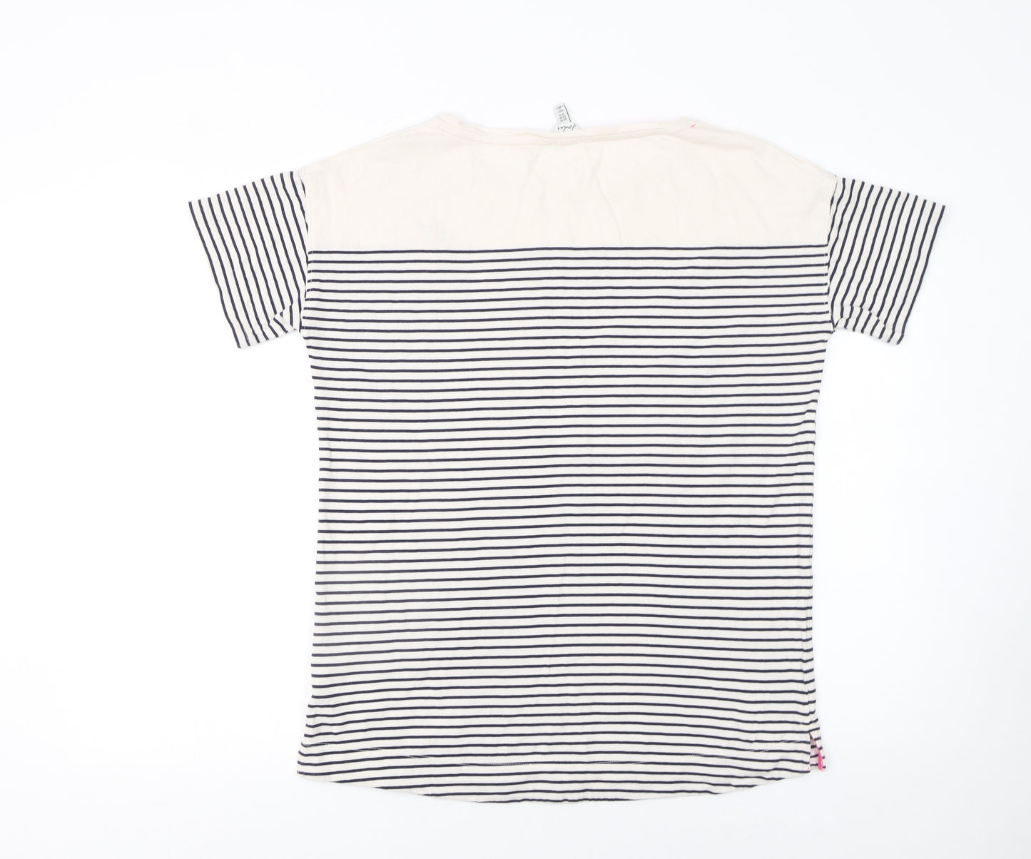 Joules Women’s Ivory Striped Embroidered T-Shirt Size 10