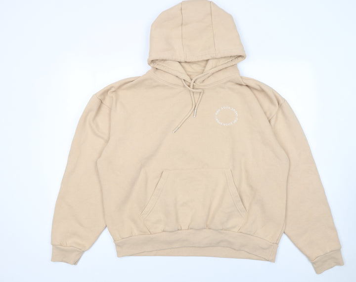 Pink Soda Sport Women Beige Hoodie UK 14 Pullover Cotton Blend
