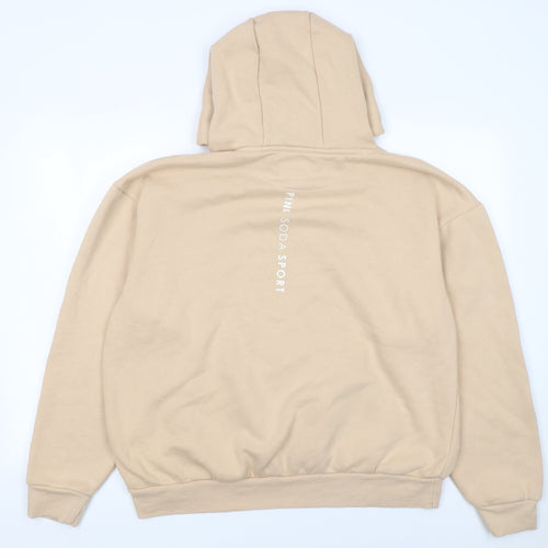 Pink Soda Sport Women Beige Hoodie UK 14 Pullover Cotton Blend