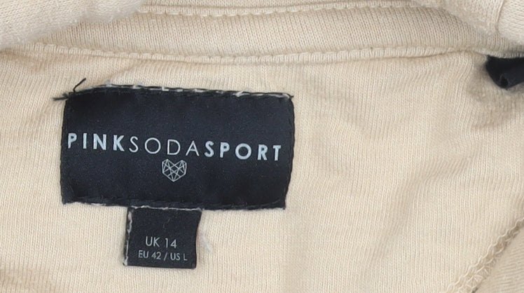 Pink Soda Sport Women Beige Hoodie UK 14 Pullover Cotton Blend