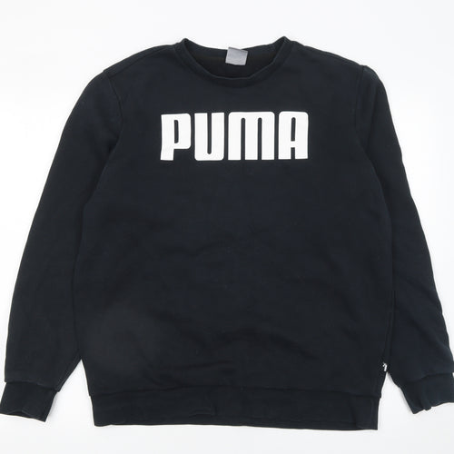 Puma Men's Black L Pullover Sweatshirt Crew Neck Logo Jumper