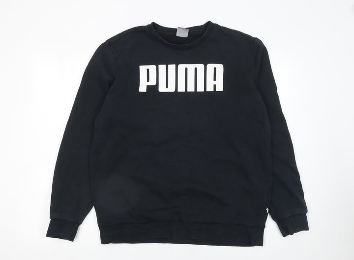 Puma Men's Black L Pullover Sweatshirt Crew Neck Logo Jumper